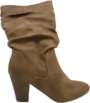 XOXO Womens Strasburg Faux Leather Mid-Calf Boots Tan 6.5 Medium (B,M)