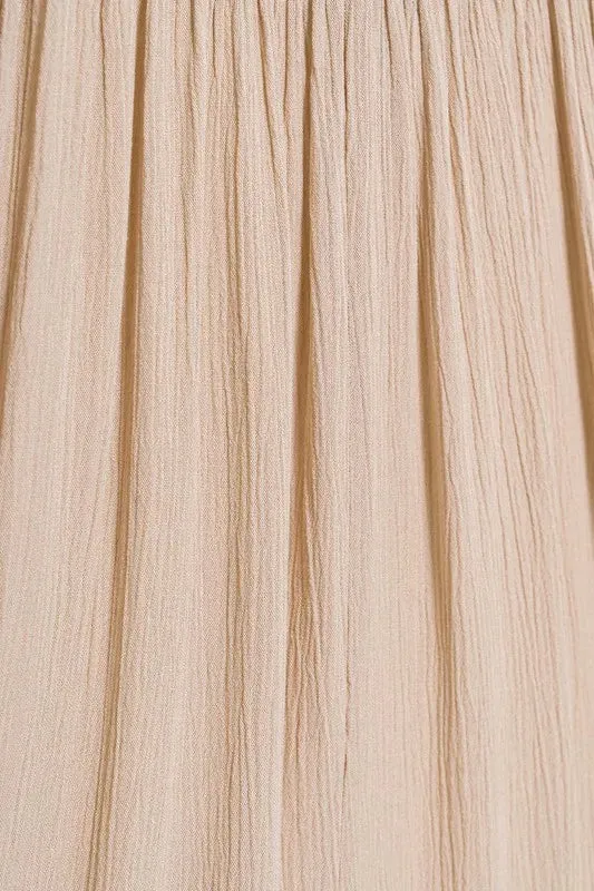 Zenana Woven Crinkle Gauze Crop Tee and Skirt Set